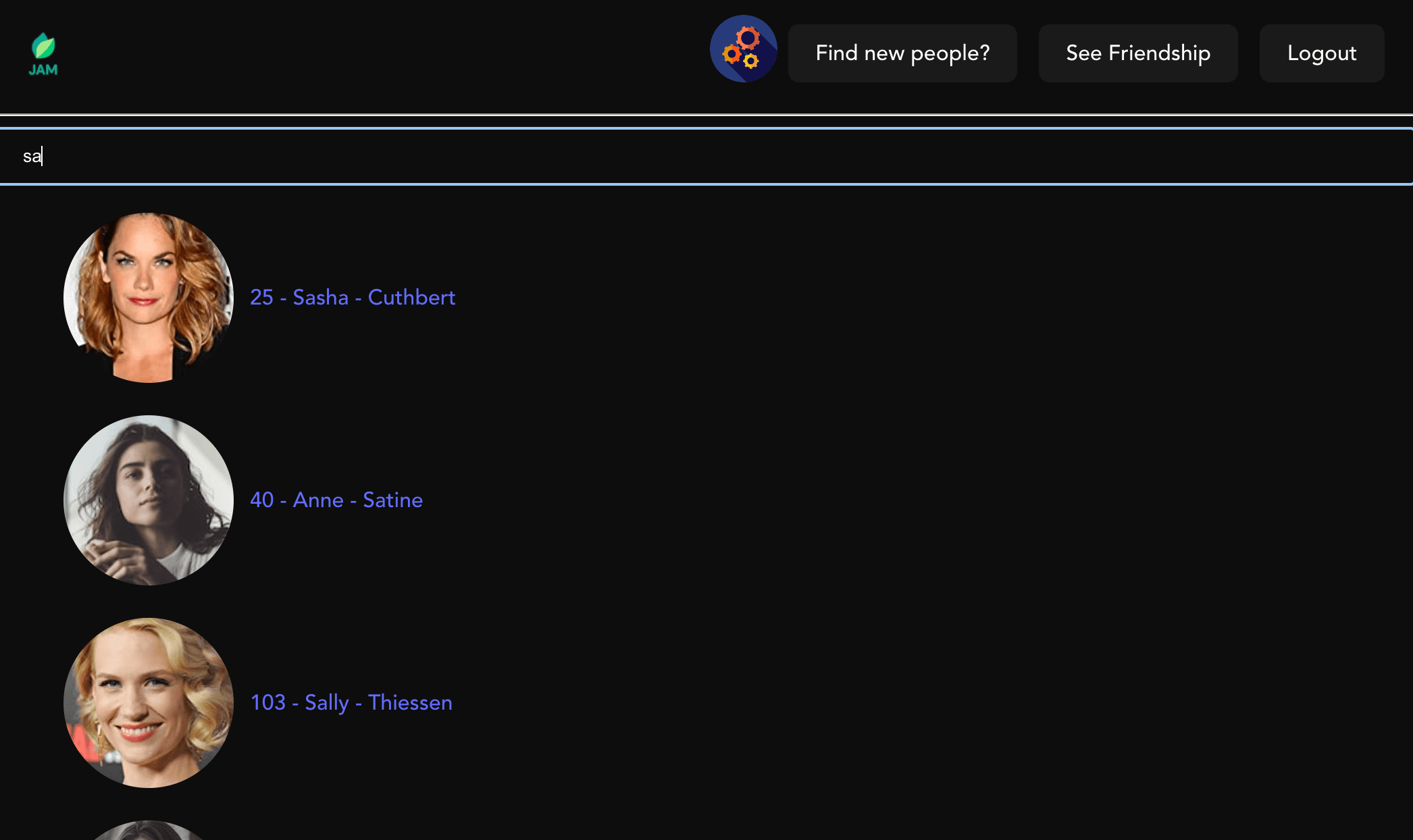 jam social network platform friends search