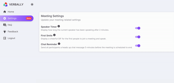 verbally's meeting assistant home page