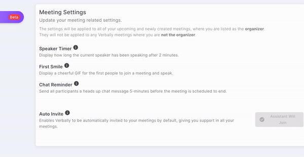 verbally's meeting assistant home page